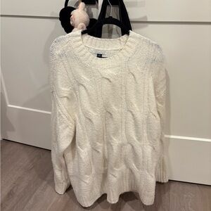 American Eagle Outfitters Cream Cable Knit Sweater